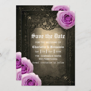 Save The Date Vintage Rose et cadre gothique Enregistrer la date