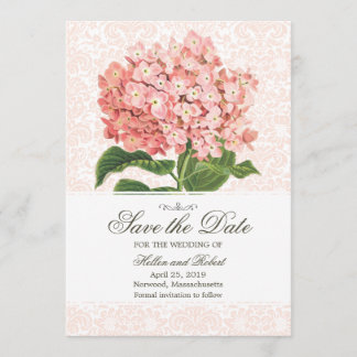 Save The Date Vintage Rose Hydrangea Enregistrer La Date