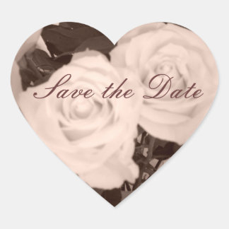 Save the Date/Vintage Roses Heart Sticker