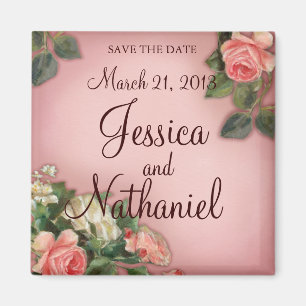 Save the Date Vintage Roses Magnet