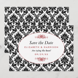 Save The Date Vintage Rouge, Noir & Blanc Damas Enregistrer La D