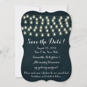 Save The Date Vintage Rustic String Lights Enregistrer la date