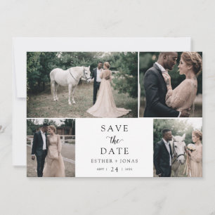 Save The Date Vintage Script 4 Photo Collage Enregistrer La Date