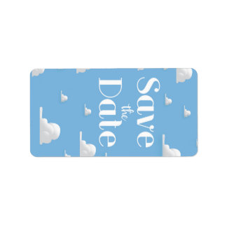 Save the Date vintage sky and clouds invite Label