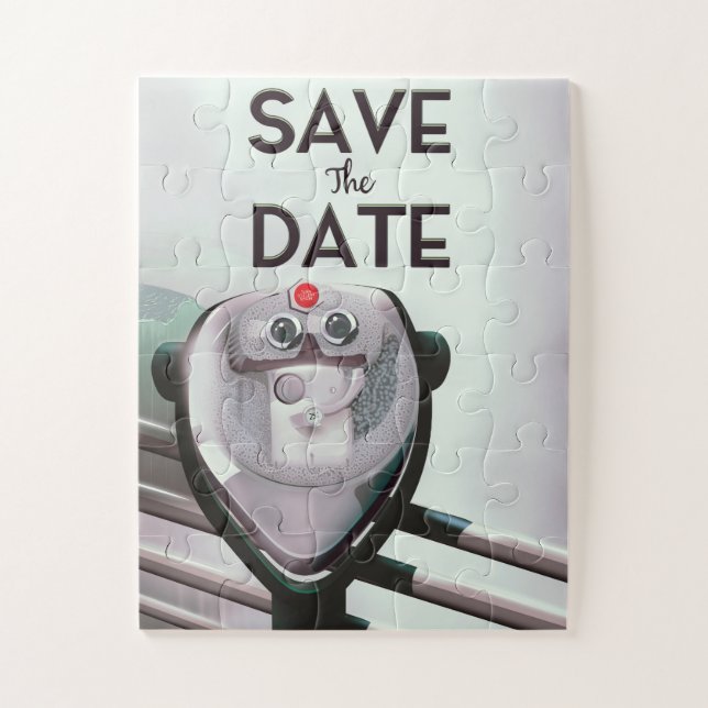 Save The Date Vintage telescope viewer Jigsaw Puzzle (Vertical)