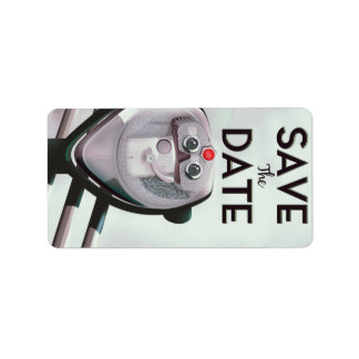 Save The Date Vintage telescope viewer Label