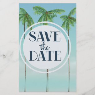 Save The Date Vintage Tropical Palms