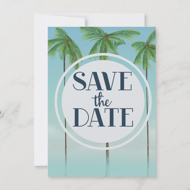 Save The Date Vintage Tropical Palms Invitation (Back)