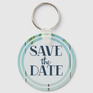 Save The Date Vintage Tropical Palms Keychain