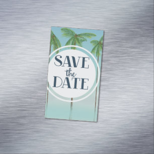 Save The Date Vintage Tropical Palms Magnetic Business Card