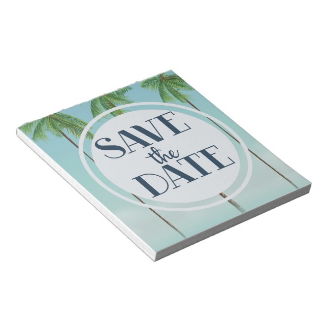 Save The Date Vintage Tropical Palms Notepad (Angled)