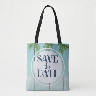 Save The Date Vintage Tropical Palms Tote Bag