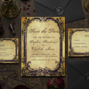 Save The Date Vintage Victorian Antique Frame Announcement Postcard