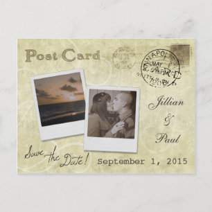 Save the Date Vintage Wedding Postcard