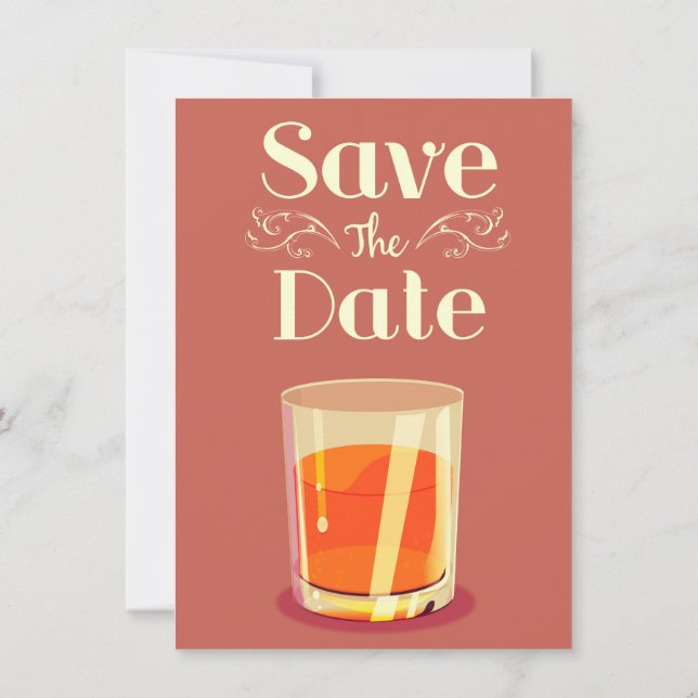 Save The Date Vintage Whiskey Drink Invitation (Back)