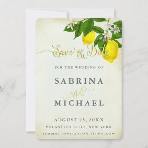 Save The Date Vintages citrons d'aquarelle Enregistrer la date