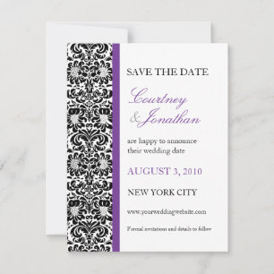 Save The Date Violet Accented Damask Enregistrer la date