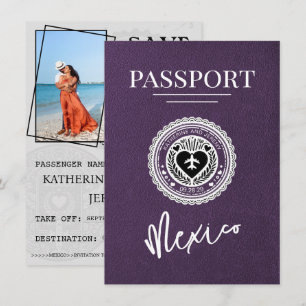 Save The Date Violet Mexique Passeport Enregistrer La Date