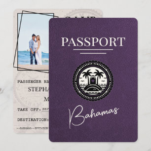 Save The Date Violet Purple Bahamas Passport Enregistrer La Date