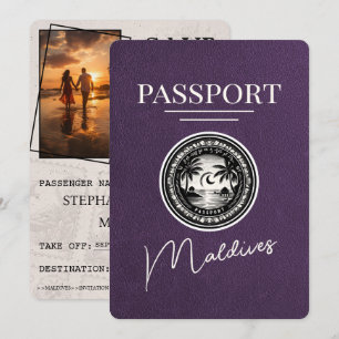 Save The Date Violet Purple Maldives Passeport Enregistrer La Da