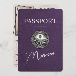 Save The Date Violet Purple Maroc Passeport Enregistrer La Date