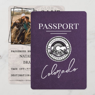 Save The Date Violet Violet Colorado Passeport Enregistrer La Da