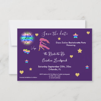 Save The Date Virgo Sign & Disco Ball Bachelorte Party