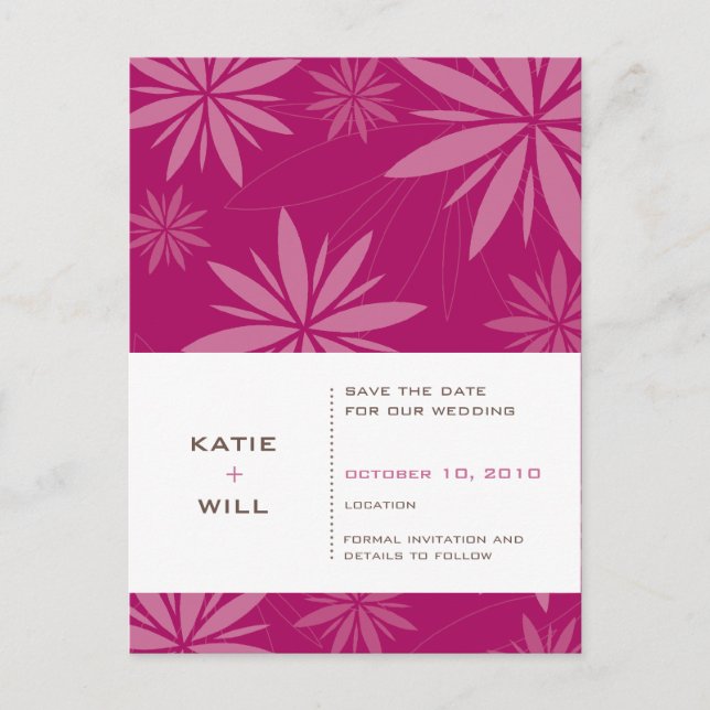 SAVE THE DATE :: vitality fuschia Announcement Postcard (Front)