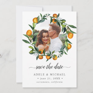 Save The Date Vivid Tangerine Citrus Blossom photo enregistrer l
