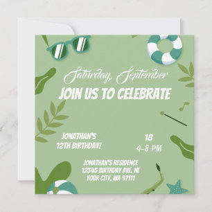 Save The Date Vous Entrer ? Neon Glow Blue Green Boy Anniversair