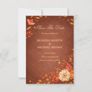 Save The Date Warm Rustic Floral Autumn