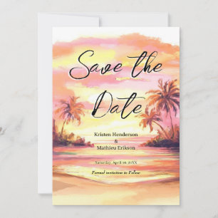 Save The Date Watercolor Digital Beach Wedding