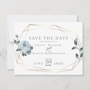 Save the Date Watercolor Dusty Blue Floral