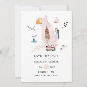 Save The Date Watercolor England Royaume-Uni Mariage
