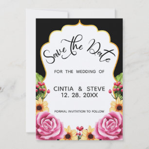 Save The Date Watercolor Floral Frame Wedding Enregistrer La Car