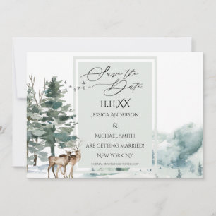Save The Date Watercolor Forêt de bois Enregistrer la date Invit