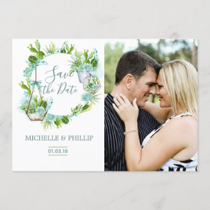 Save The Date Watercolor Glass Terrarium Succulent Enregistrer l