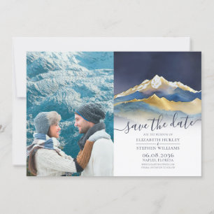 Save The Date Watercolor Gold Mountain Mariage extérieur Photo