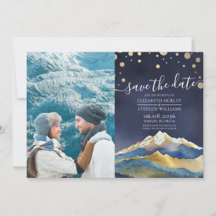 Save The Date Watercolor Gold Mountain Mariage extérieur Photo