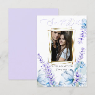 SAVE THE DATE   Watercolor Lavender - Dusty Blue Invitation