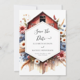 Save The Date Watercolor Lovely Barnyard Mariage