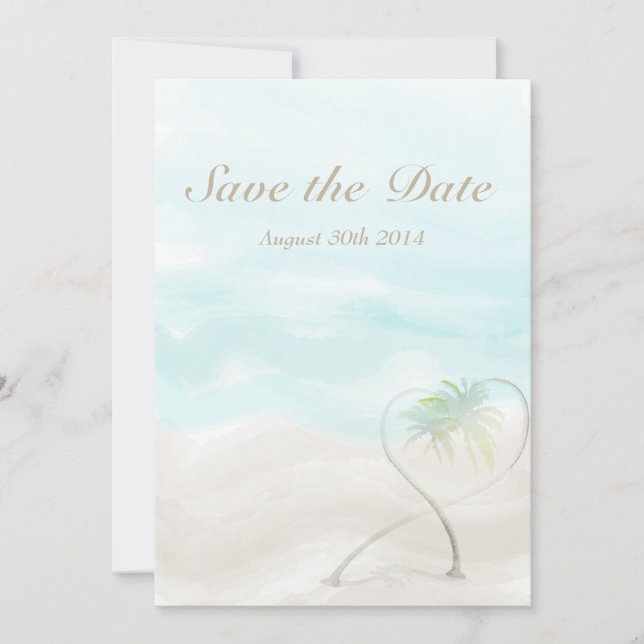 Save The Date Watercolor Mariage de plage tropicale (Devant)