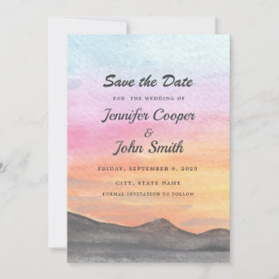 Save The Date Watercolor Mountain Lake Voir le Mariage