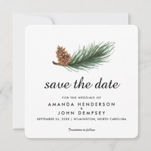 Save The Date Watercolor Pine Branch Winter Enregistrer la date