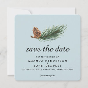 Save The Date Watercolor Pine Branch Winter Enregistrer la date