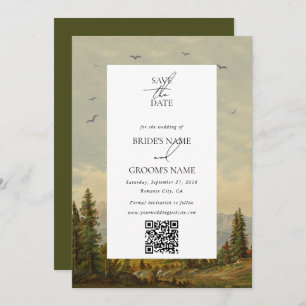 Save The Date Watercolor Pine Tree Forest Mounts Mariage
