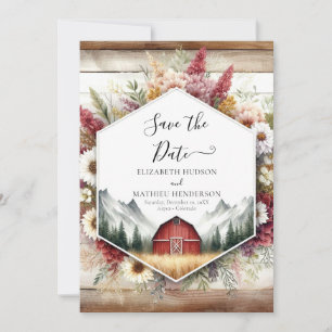 Save The Date Watercolor Romantic Barnyard Mariage