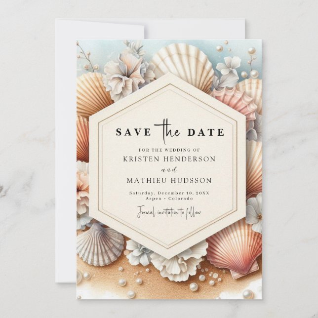 Save The Date Watercolor Rustic Beach Wedding (Devant)