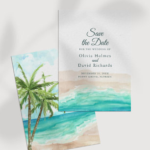 Save The Date Watercolor Tropical Beach Enregistrer la date