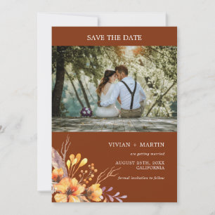 Save The Date Watercolor Wild Floral Terracotta Mariage photo
